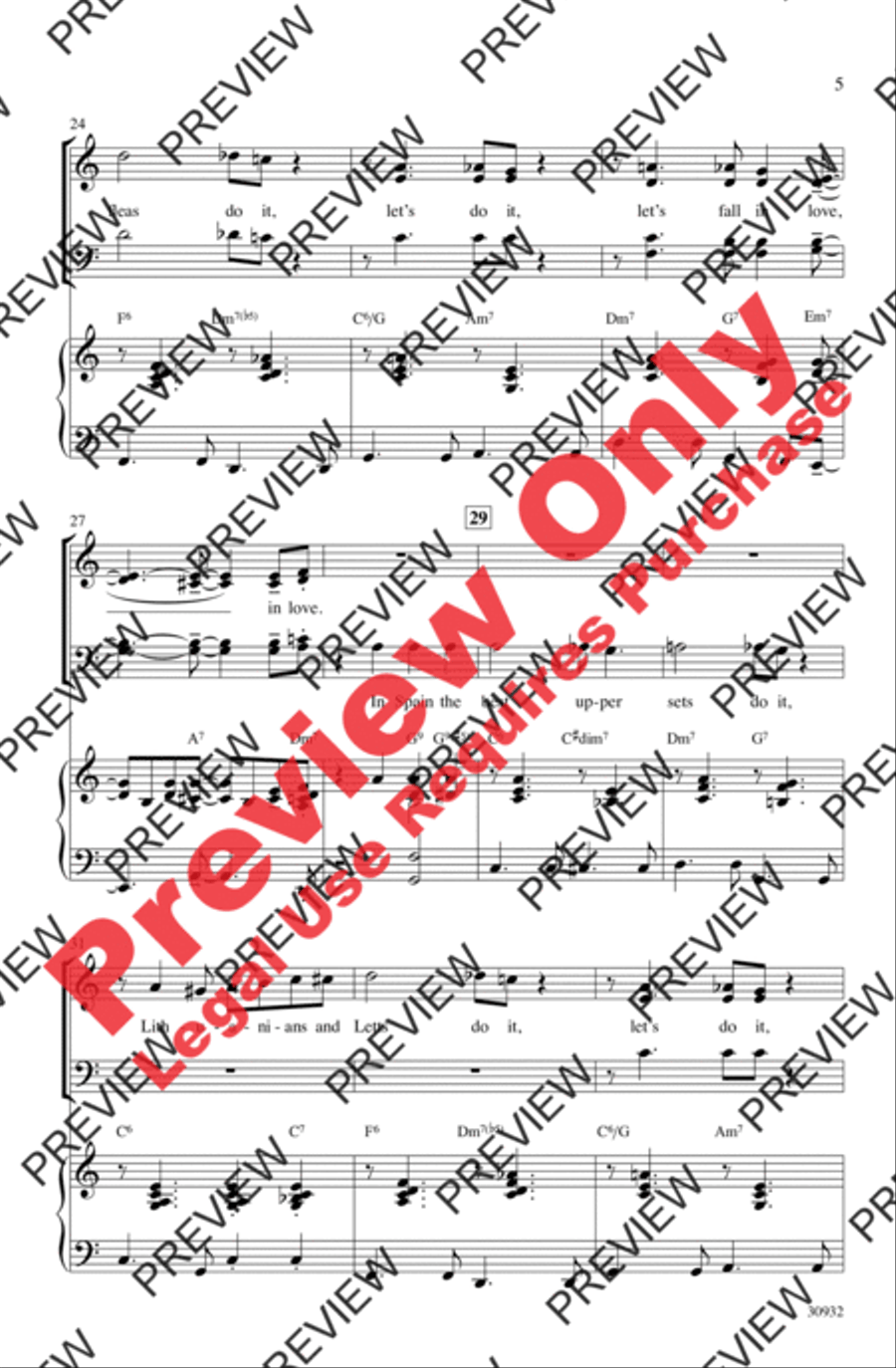 Let's Do It (Let's Fall in Love) 4-Part scores gallery preview page 5