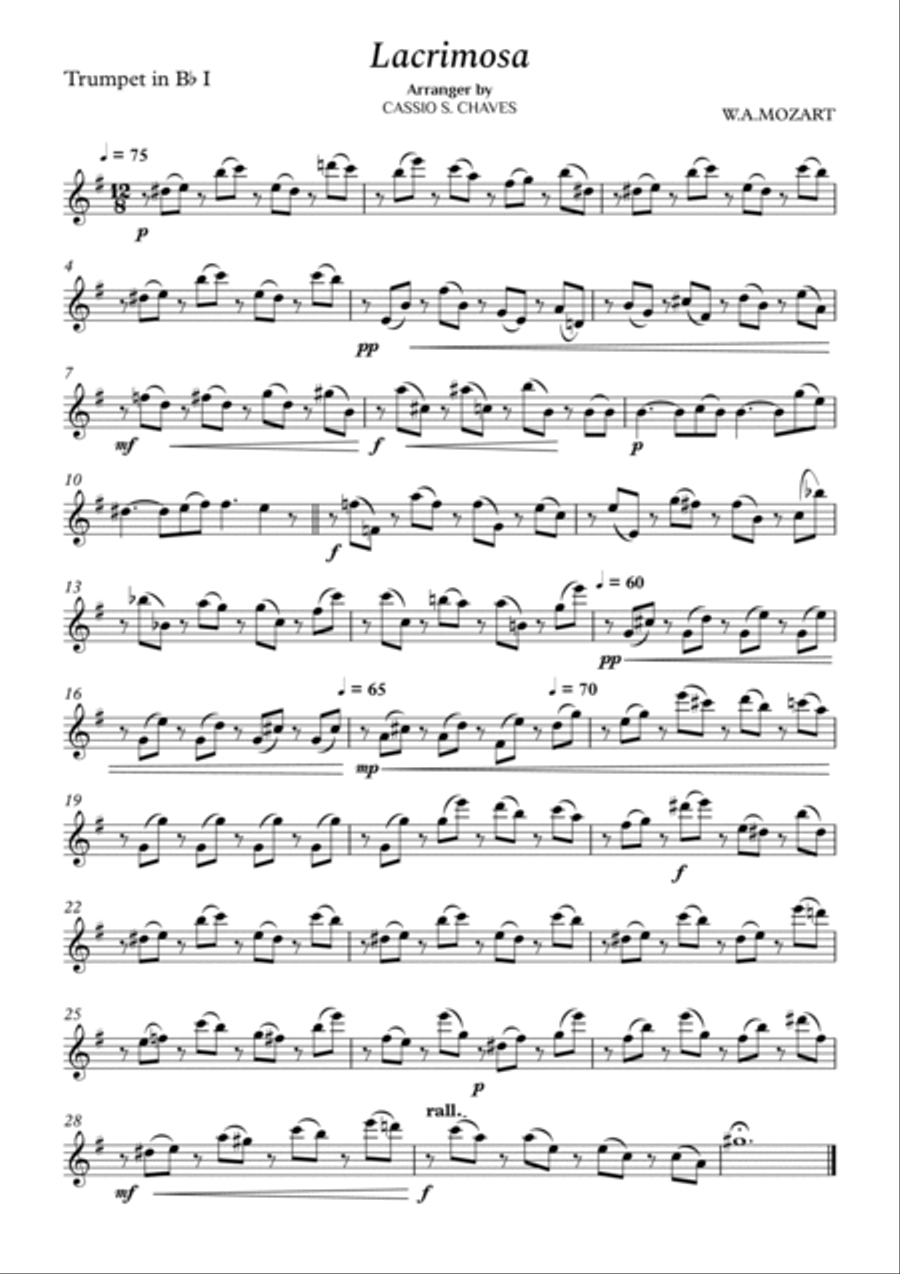 Mozart - Lacrimosa for Brass Quartet Brass Quartet scores gallery preview page 4