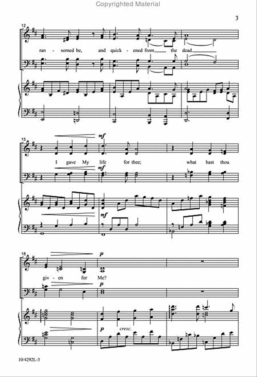 I Gave My Life for Thee I Gave My Life for Thee 4-Part scores gallery preview page 3