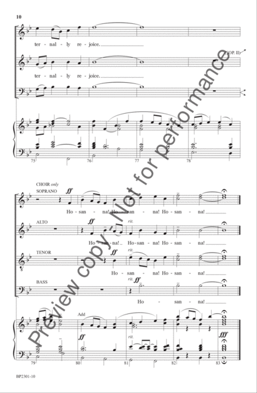 Hosanna, Loud Hosanna 4-Part scores gallery preview page 11