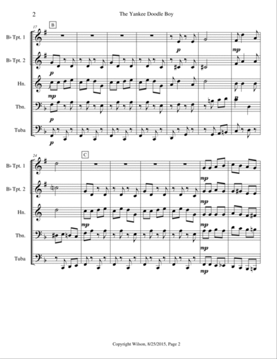 Yankee Doodle Boy Brass Quintet scores gallery preview page 3