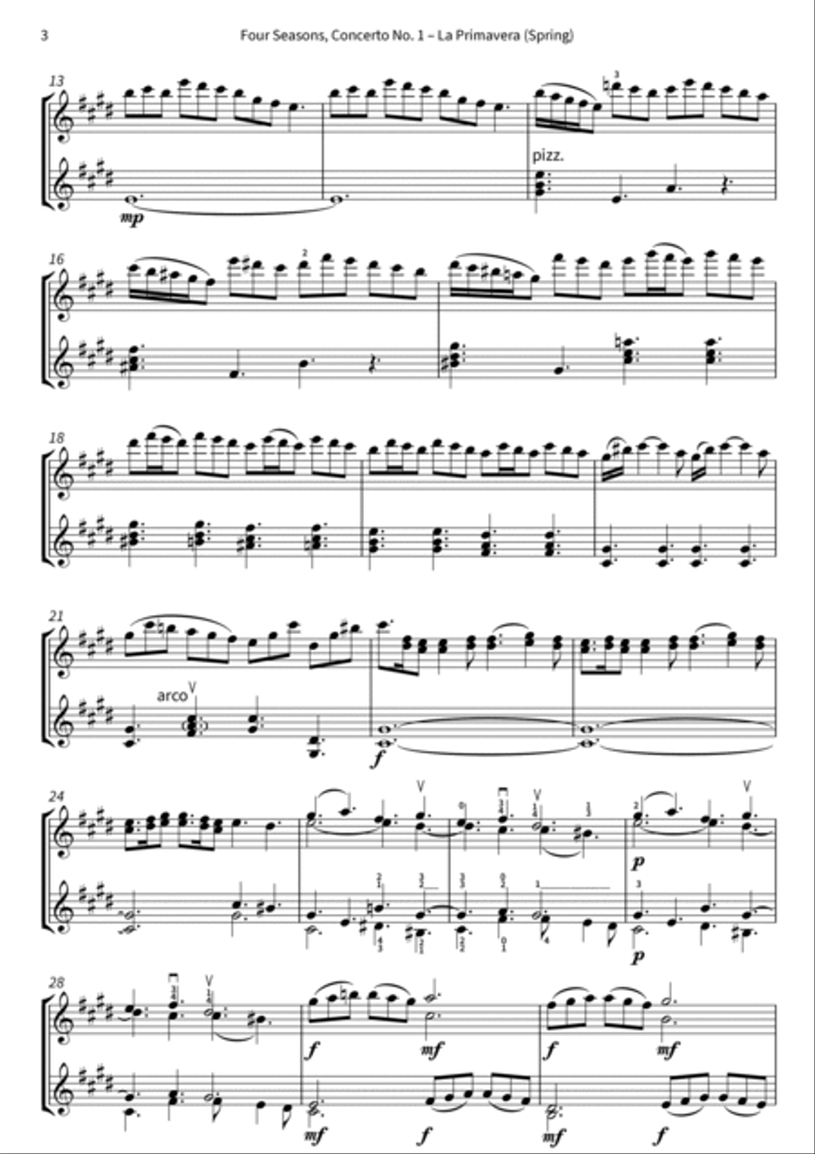 Four Seasons, Concerto No. 1 – La Primavera (Spring) String Duet scores gallery preview page 4