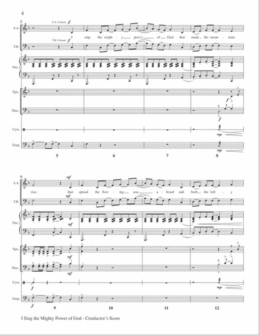I Sing the Mighty Power of God Piano scores gallery preview page 4