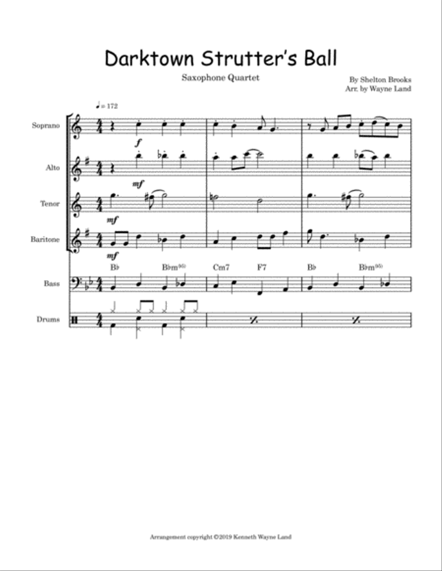 Darktown Strutter's Ball (Saxophone Quartet) Saxophone Quartet scores gallery preview page 2