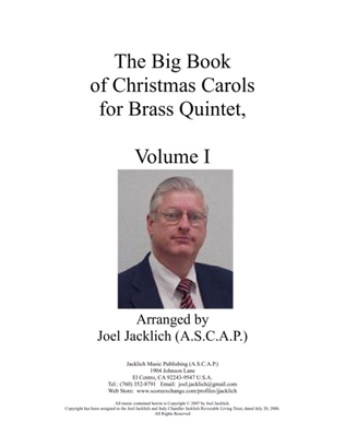 Book cover for The Big Book of Christmas Carols for Brass Quintet, Vol. I