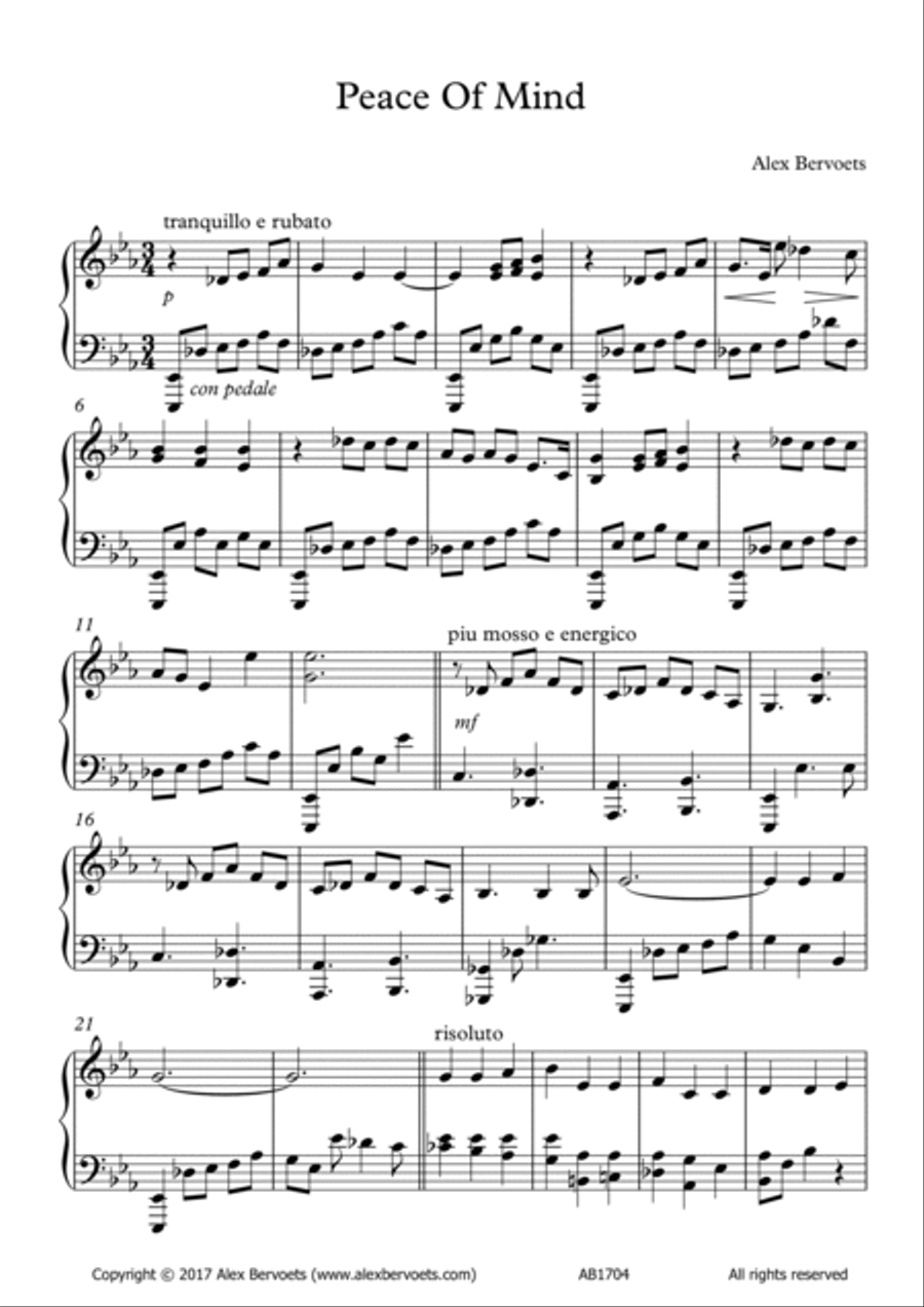 Peace of Mind Piano Solo scores gallery preview page 2