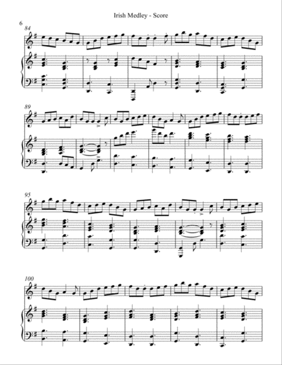 Irish Medley, Duet for Flute & Pedal harp Flute scores gallery preview page 6