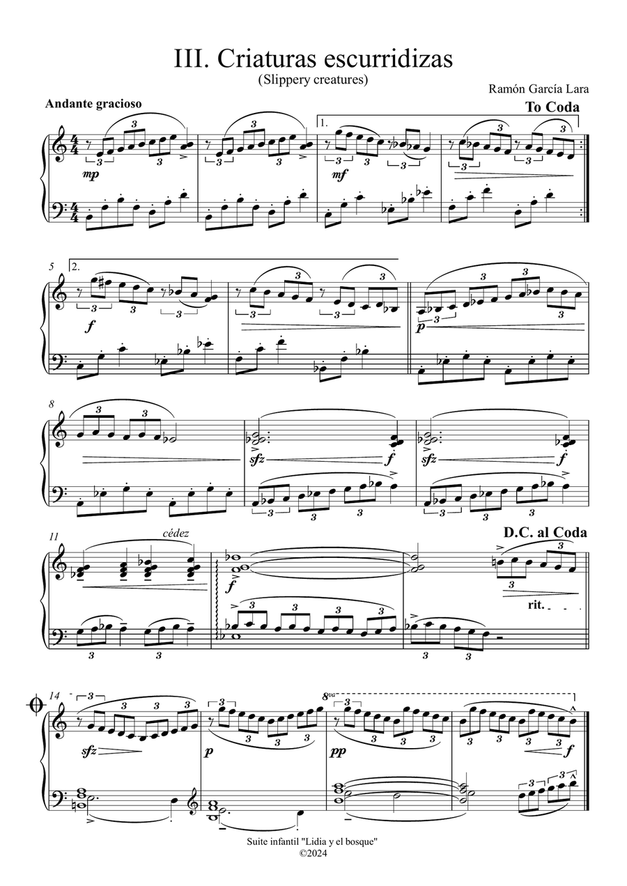 III. Slippery creatures - Children's piano suite 