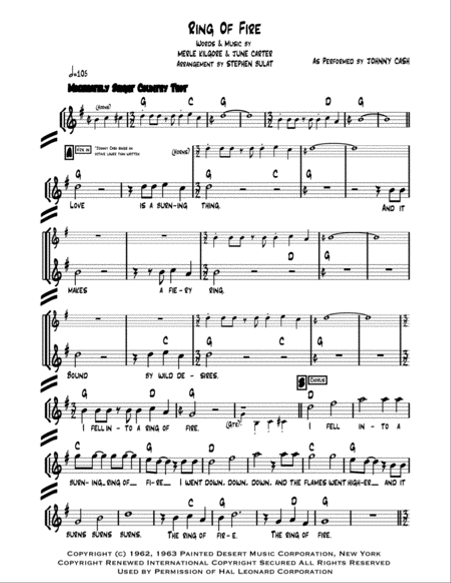 Ring Of Fire Piano, Vocal, Guitar scores gallery preview page 2