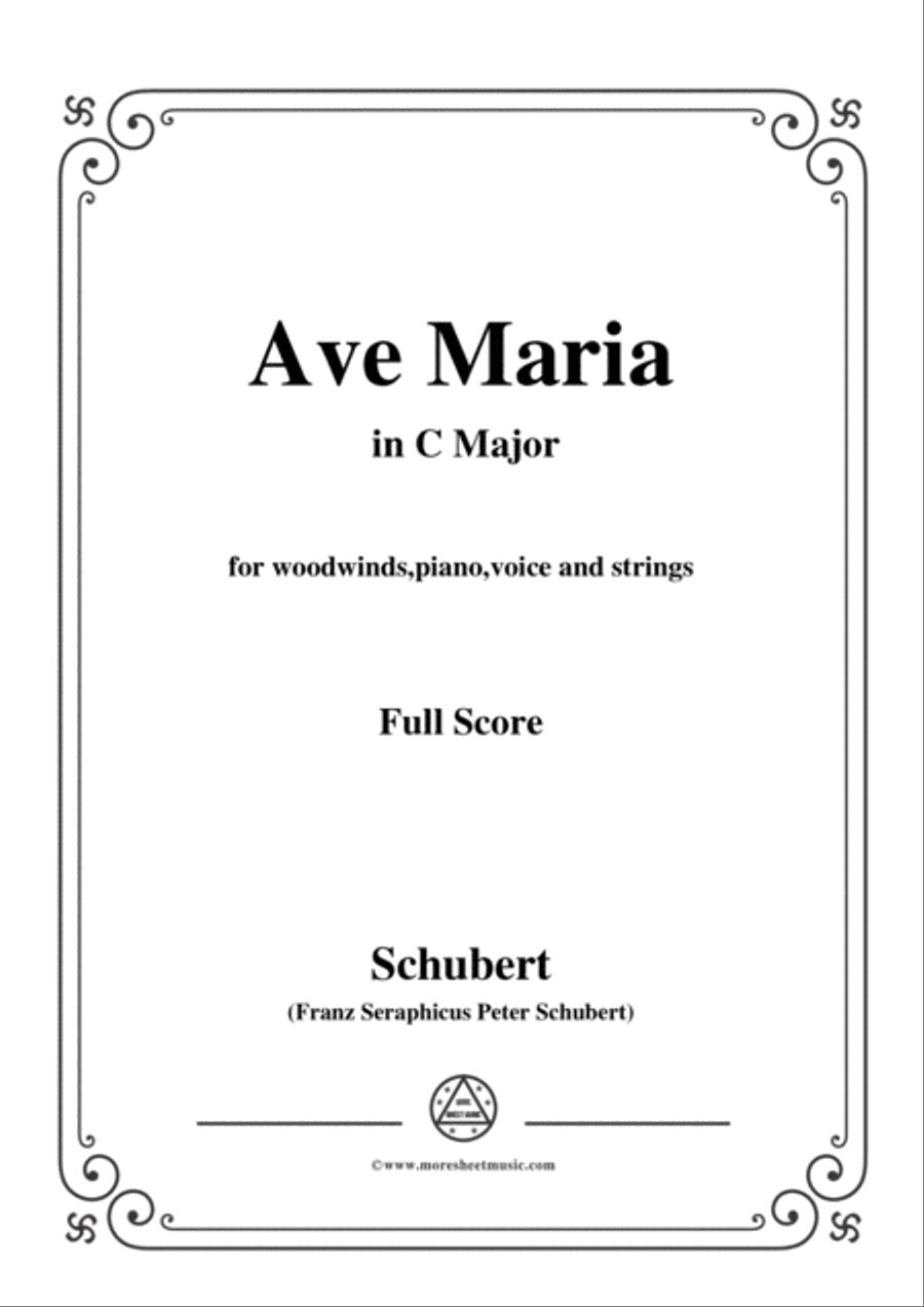 Schubert-Ave Maria in C Major,for woodwinds,piano,voice and strings Voice scores gallery preview page 1