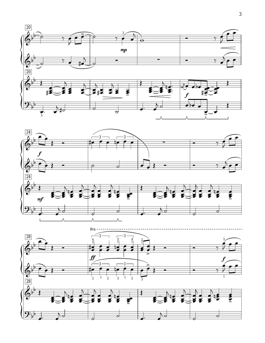 Orange Flames At Night (Hot Night) Easy Piano scores gallery preview page 3