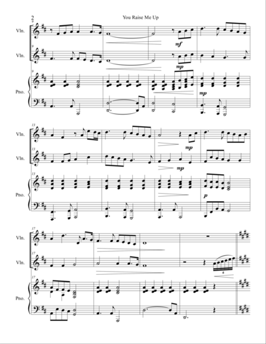 You Raise Me Up String Duet scores gallery preview page 3