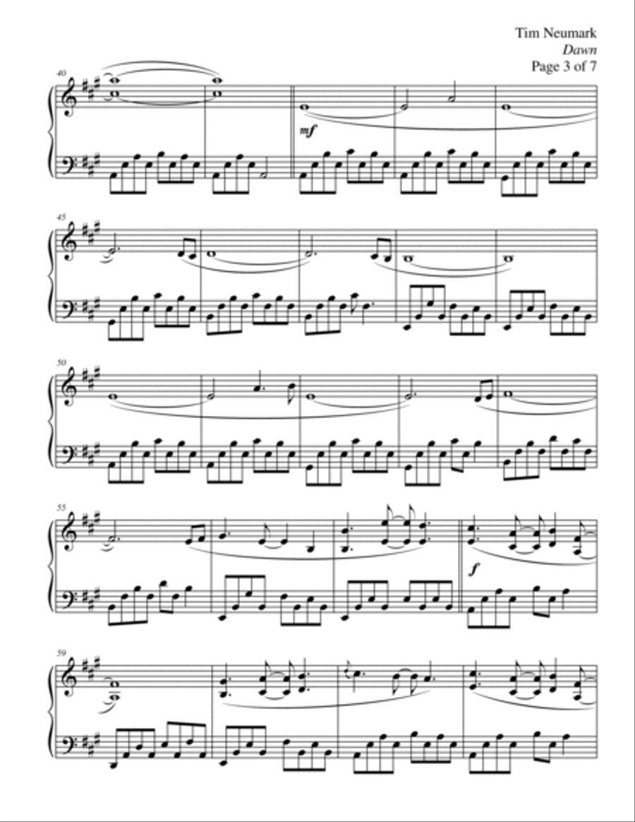 Dawn Piano Solo scores gallery preview page 3