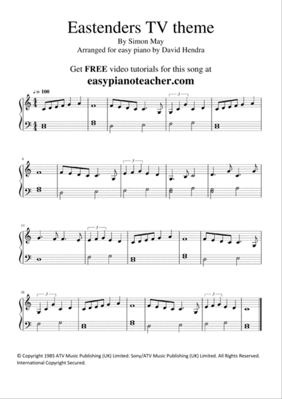 Eastenders Easy Piano scores gallery preview page 1