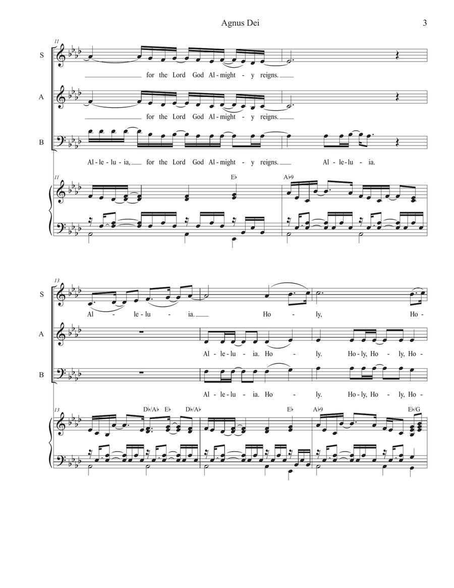 Medley: Agnus Dei with How Great Thou Art 3-Part scores gallery preview page 3