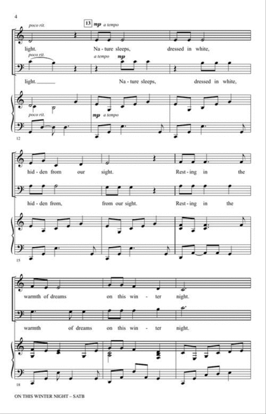 On This Winter Night 4-Part scores gallery preview page 4