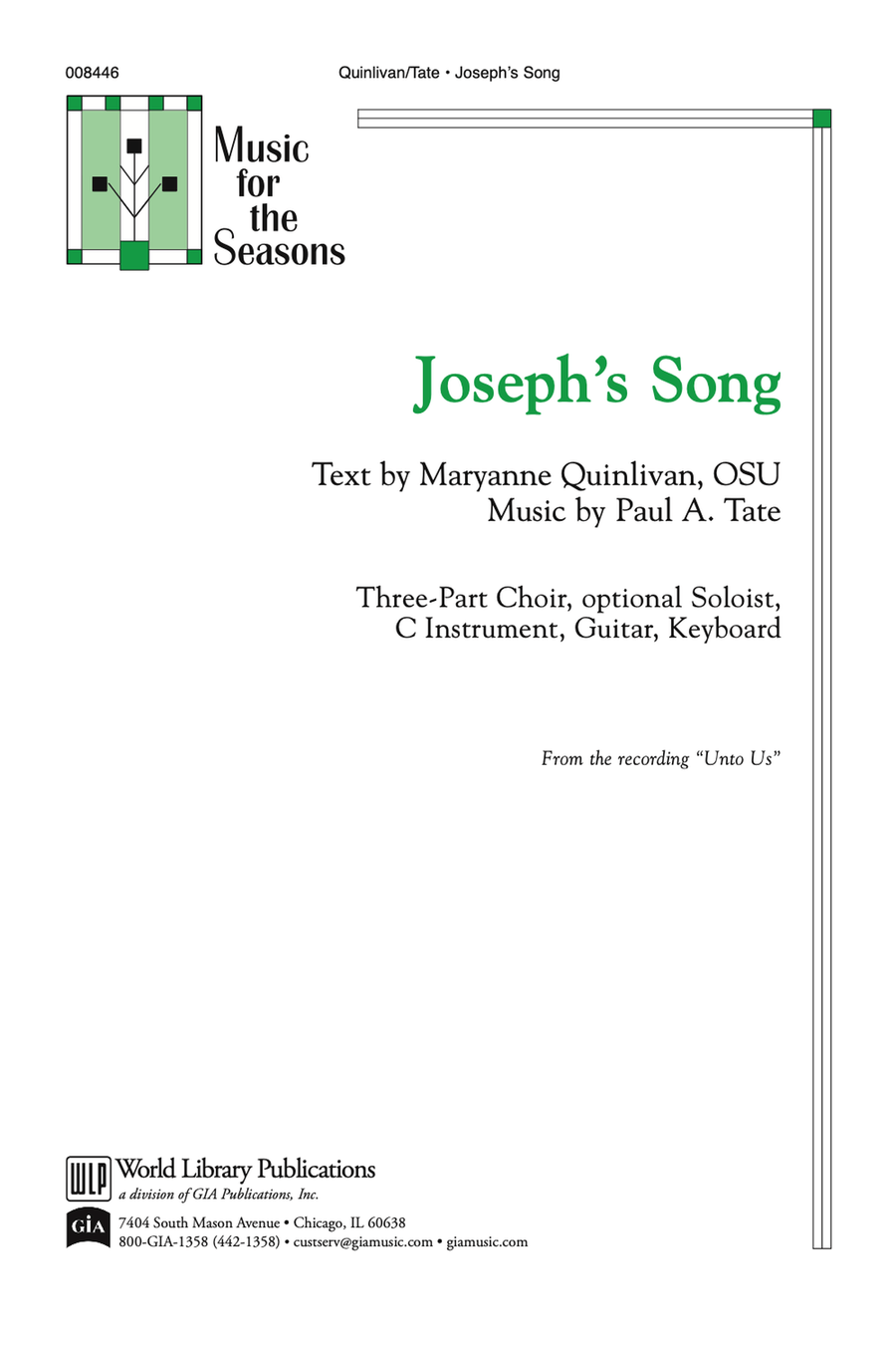 Joseph's Song 3-Part scores gallery preview page 1