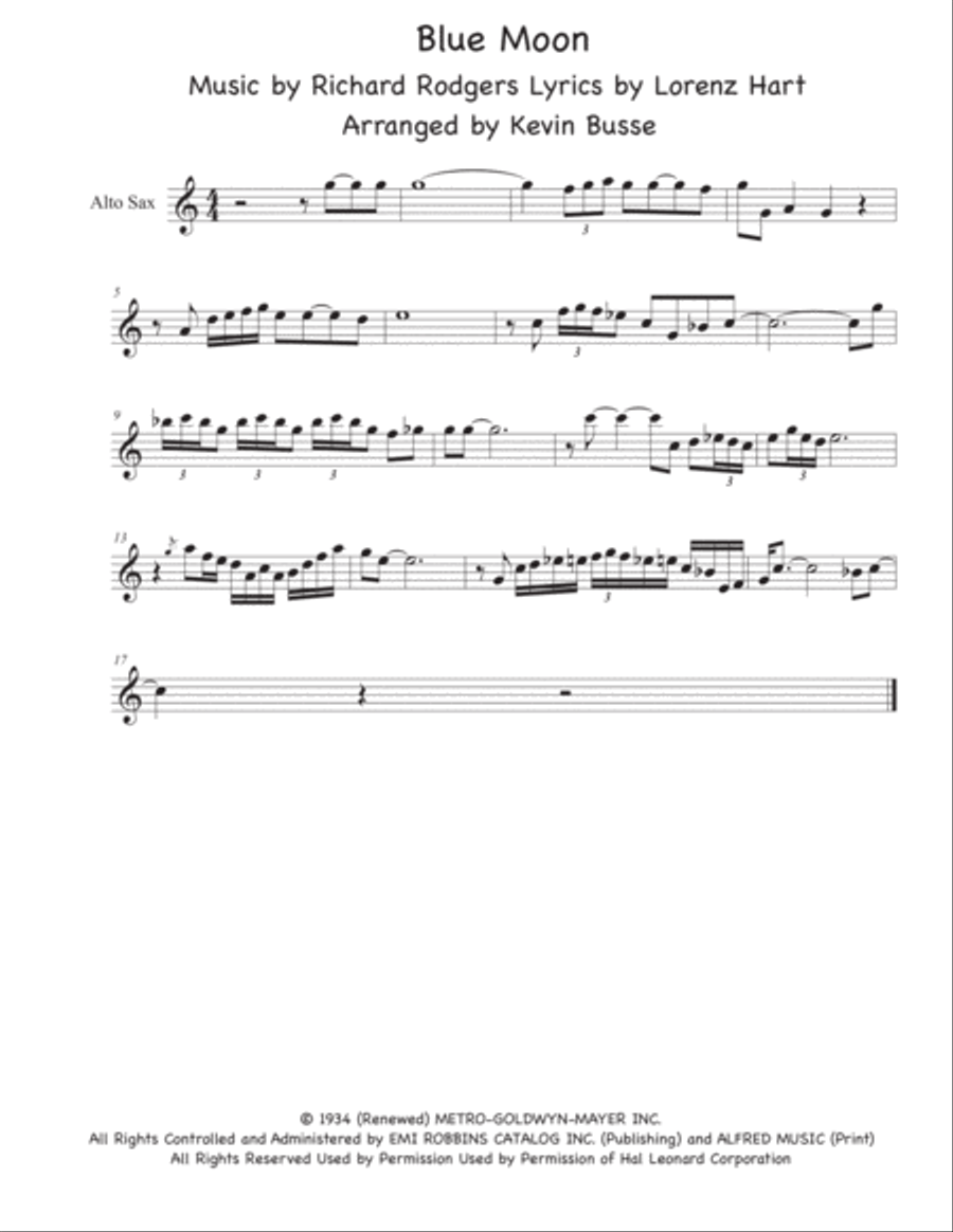 Blue Moon Alto Saxophone scores gallery preview page 1