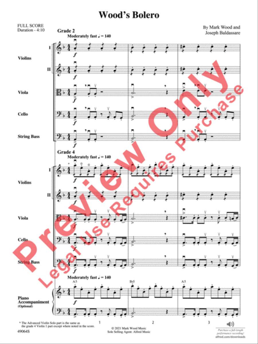 Wood's Bolero String Orchestra scores gallery preview page 4