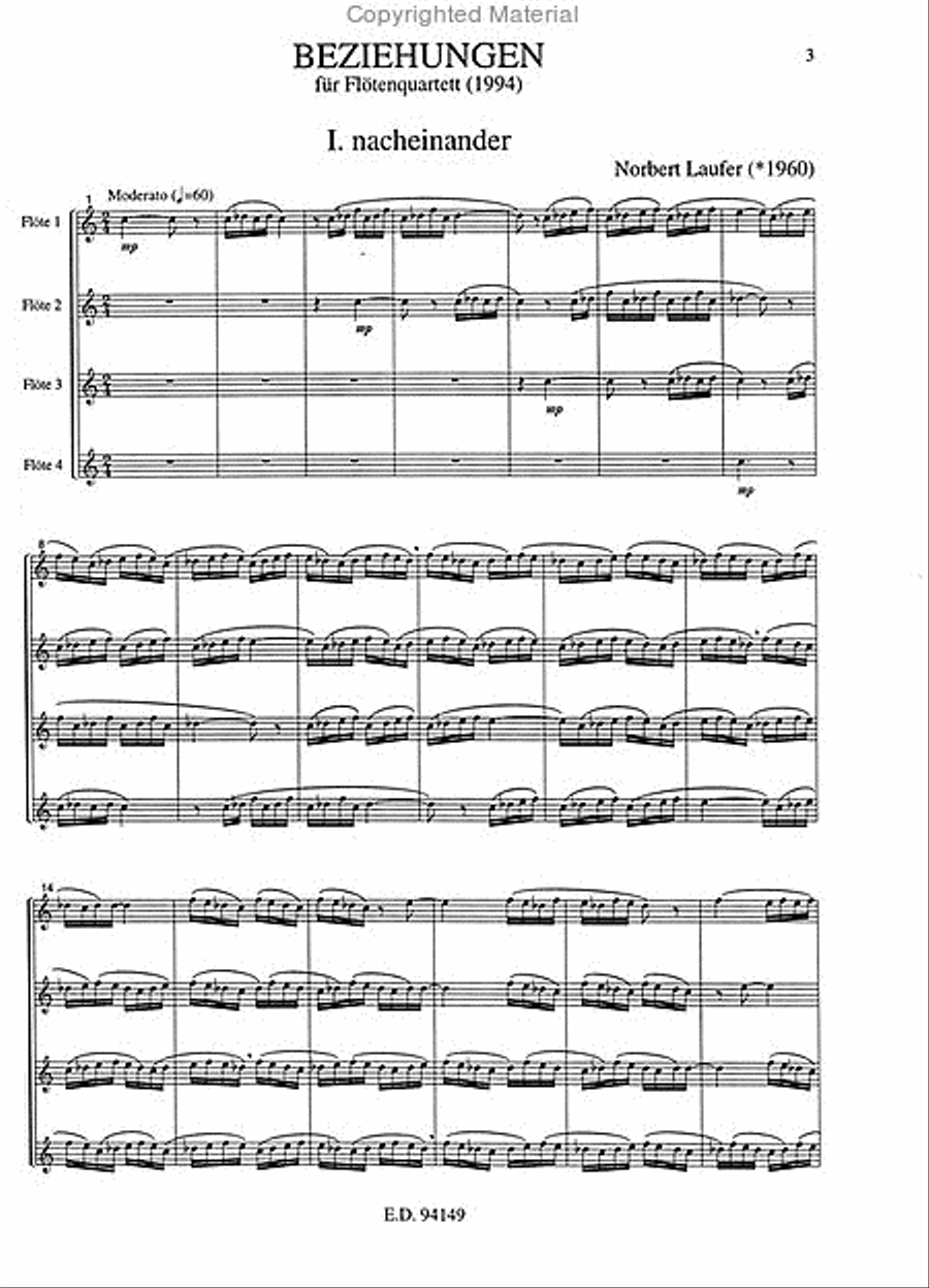 Beziehungen für Querflötenquartett (1994)