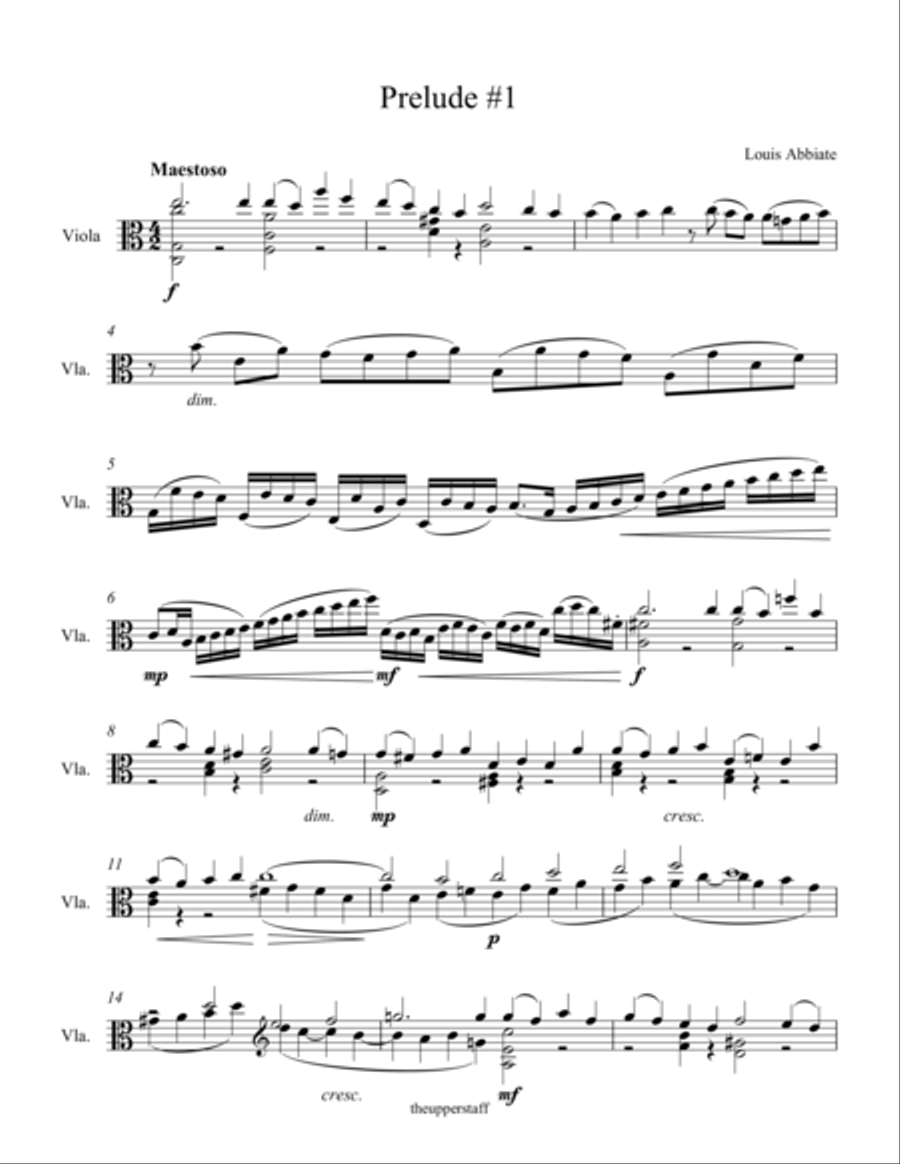 Prelude #1 Viola Solo scores gallery preview page 1