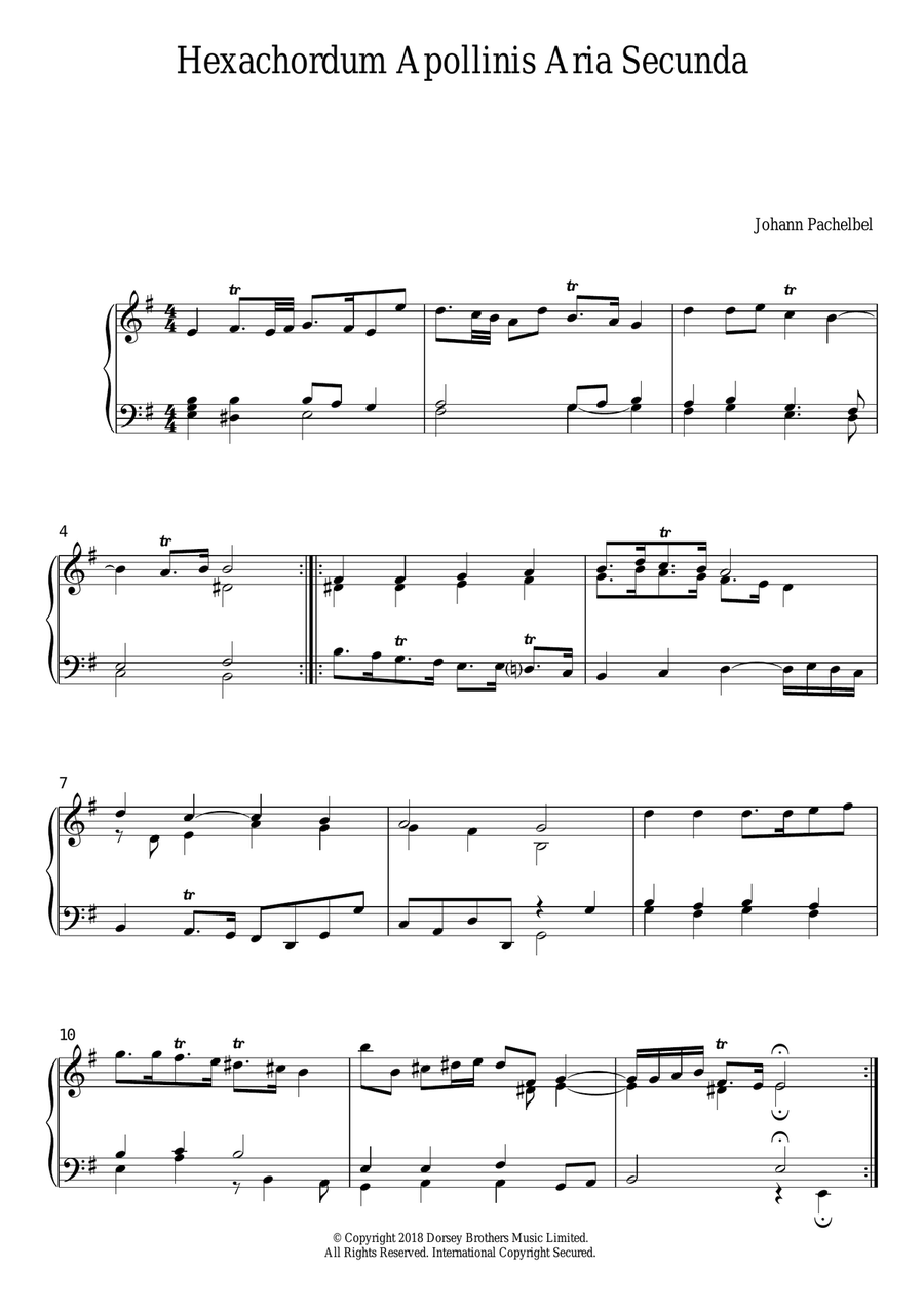 Hexachordum Apollinis: Aria Secunda Piano Solo scores gallery preview page 1
