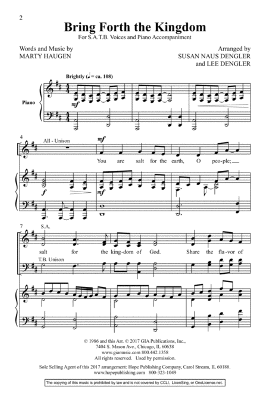 Bring Forth the Kingdom 4-Part scores gallery preview page 2