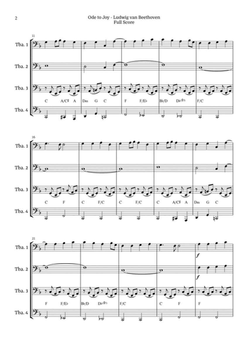 Ode to Joy for Tuba Quartet by Beethoven Opus 125 image number null