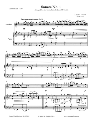 Book cover for Vivaldi: Sonata No. 1 for Alto Sax & Piano
