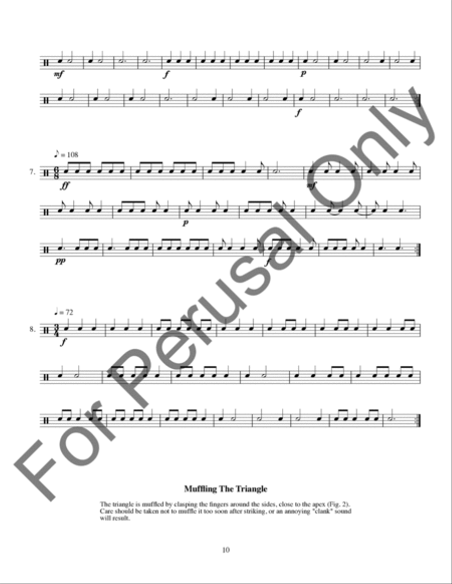 Techniques and Exercises for Playing Triangle, Tambourine, and Castagnets Percussion scores gallery preview page 11