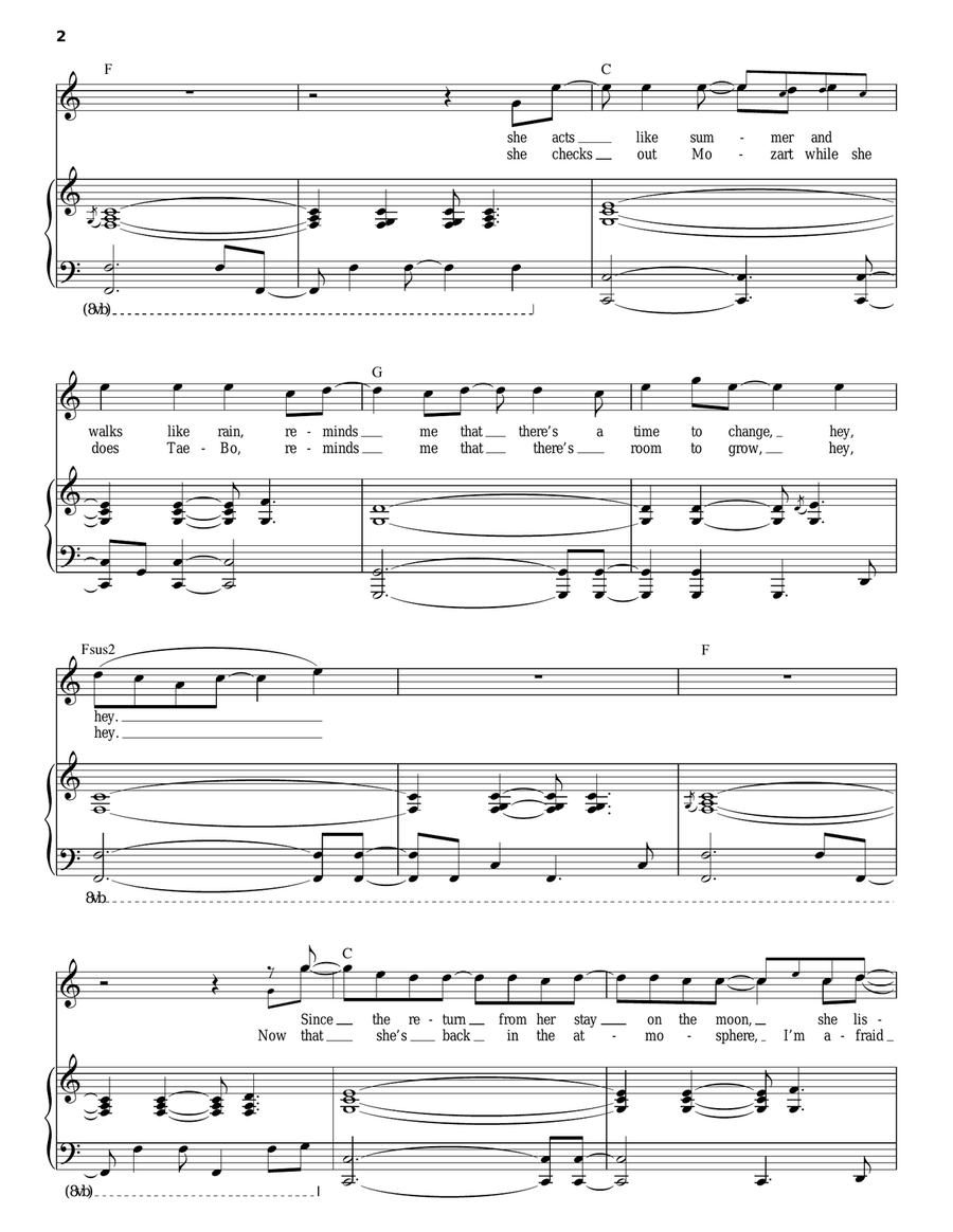 Drops Of Jupiter (Tell Me) Piano, Vocal scores gallery preview page 2