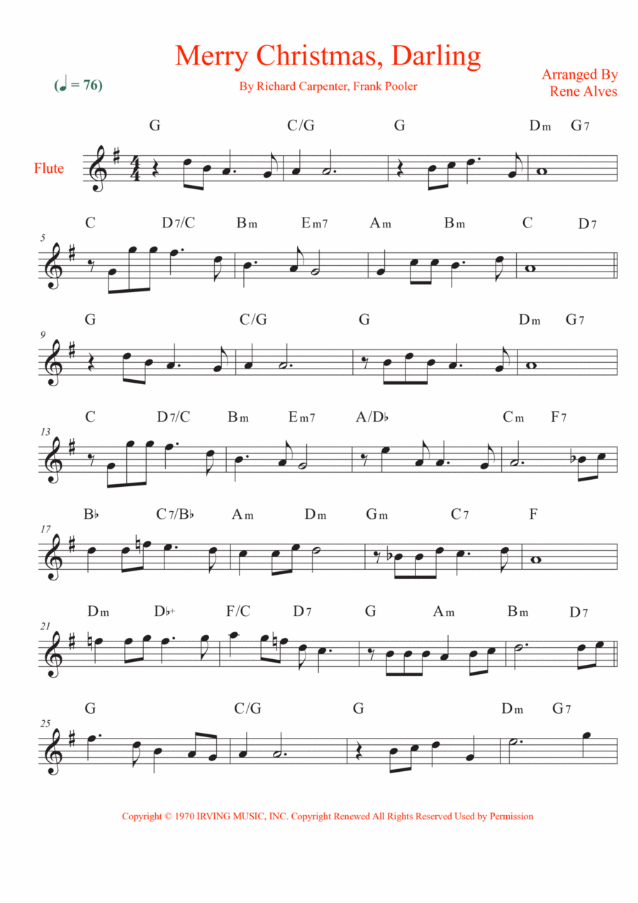 Merry Christmas, Darling Flute Solo scores gallery preview page 1