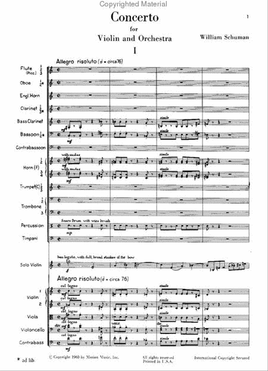 Concerto For Violin And Orchestra Orchestra scores gallery preview page 2