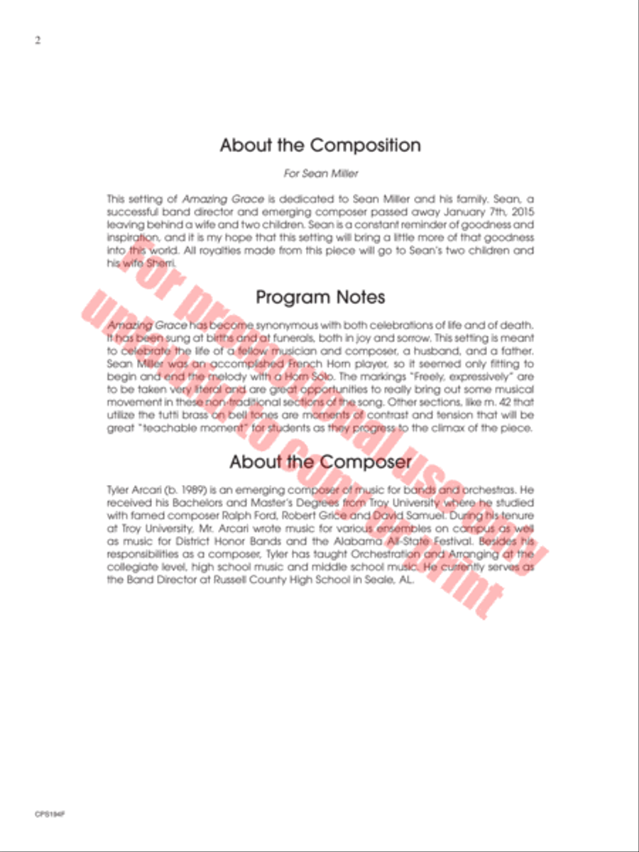 Amazing Grace Concert Band scores gallery preview page 3