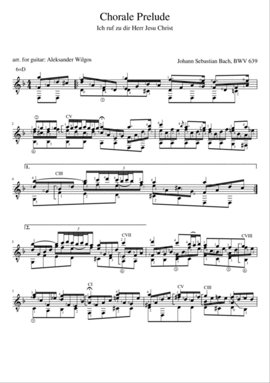 J. S. Bach - Chorale Prelude BWV 639, arr. for guitar Classical Guitar scores gallery preview page 1