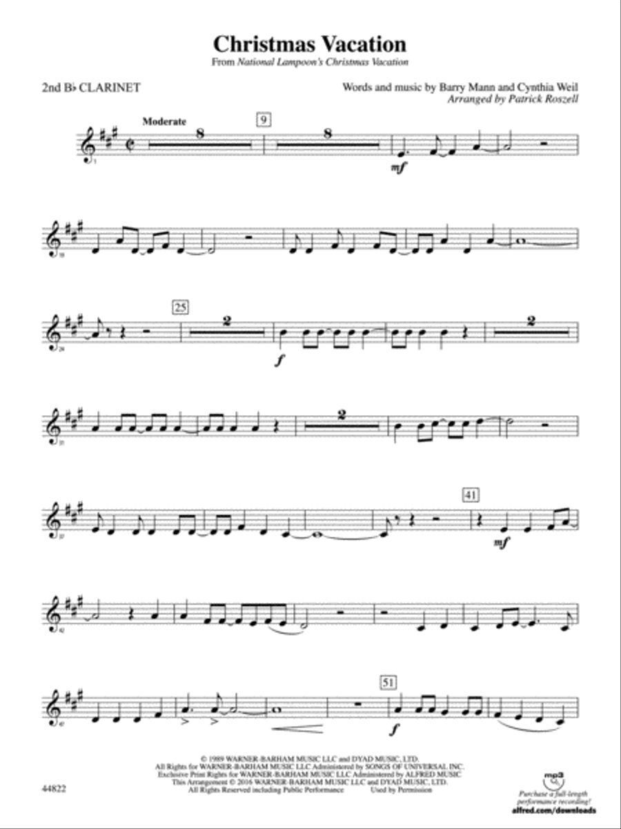 Christmas Vacation: 2nd B-flat Clarinet Full Orchestra scores gallery preview page 1