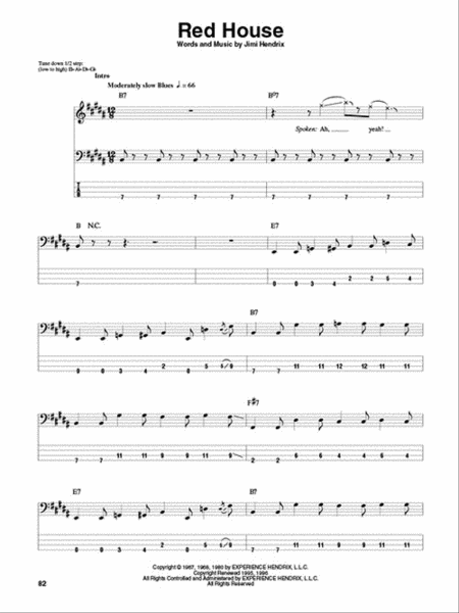 Jimi Hendrix – Smash Hits Bass Guitar Tablature scores gallery preview page 5