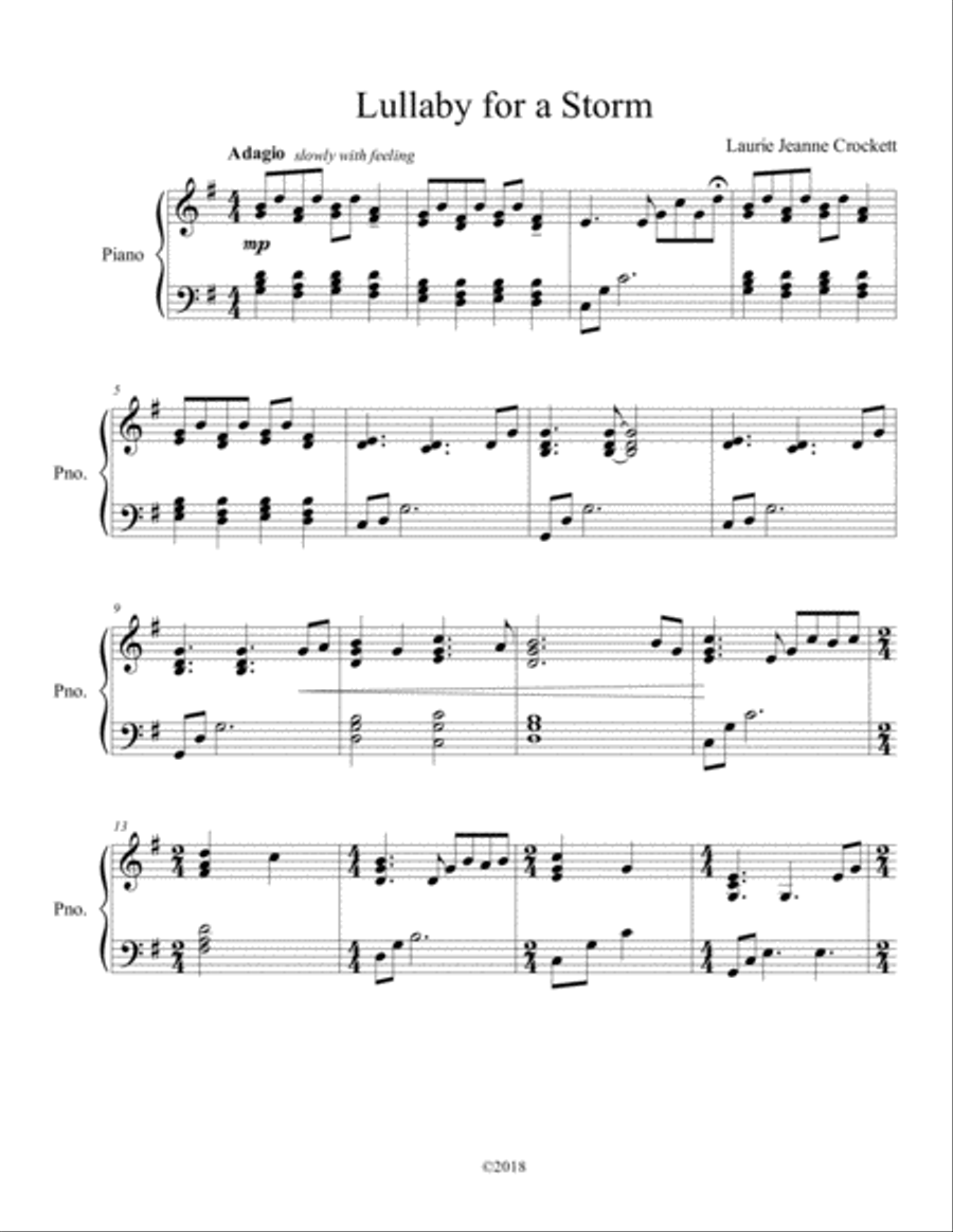 Lullaby for a Storm Easy Piano scores gallery preview page 1