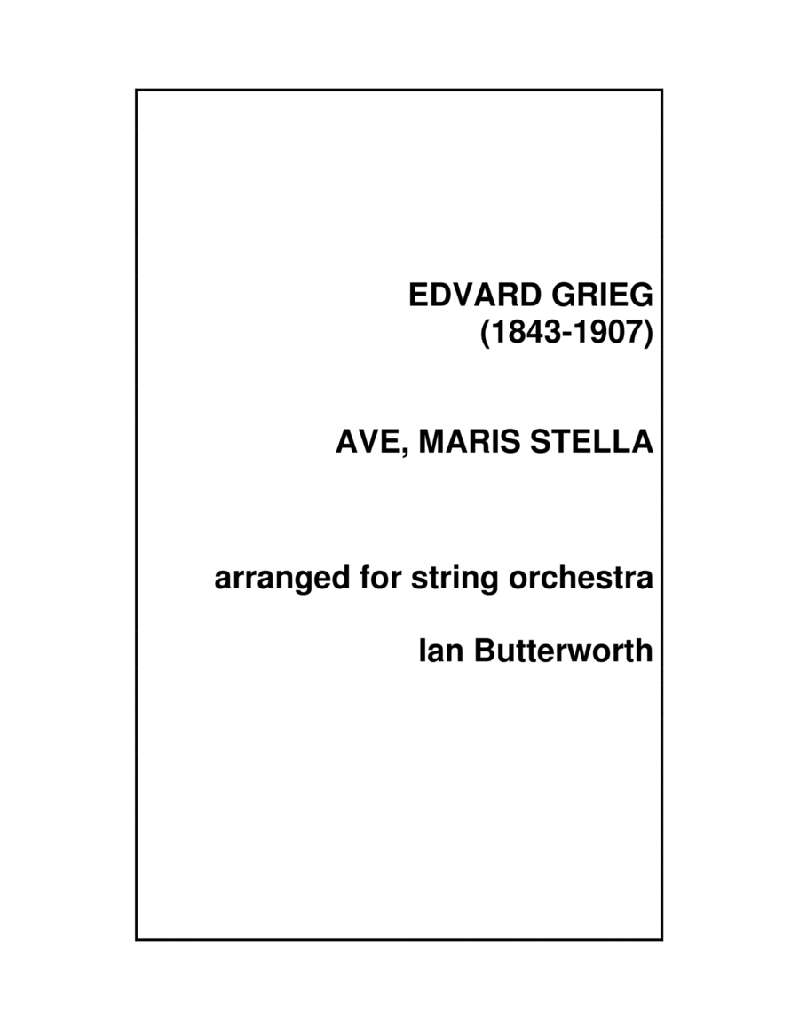GRIEG Ave, Maris Stella for string orchestra image number null
