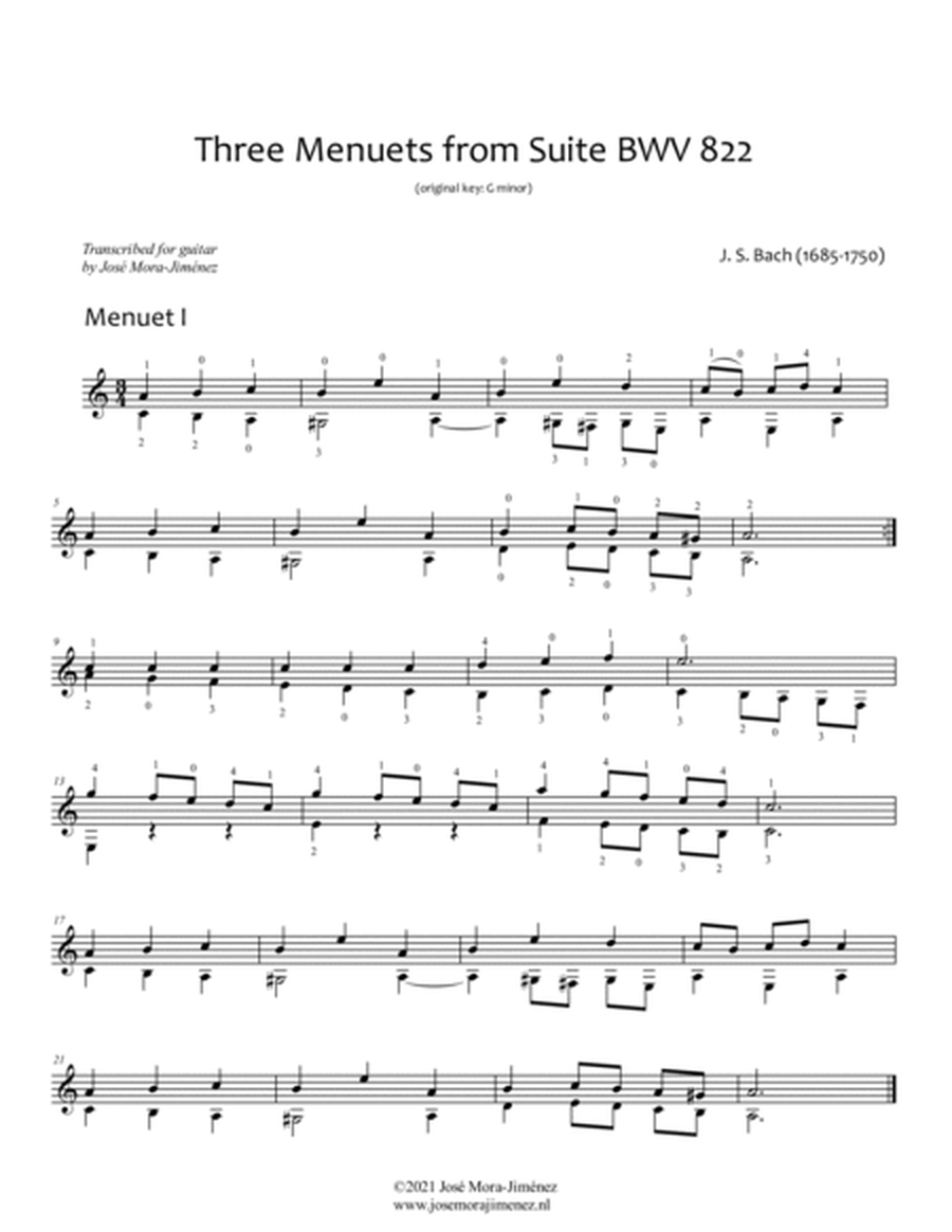 3 Menuets BWV 822