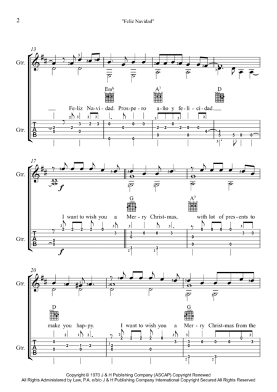 Feliz Navidad Feliz Navidad Electric Guitar scores gallery preview page 2