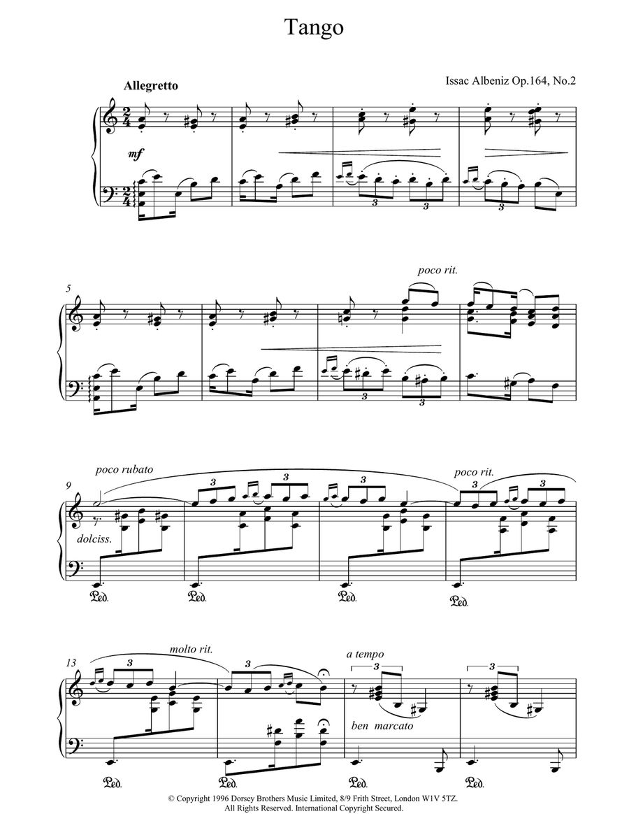 Tango Op. 164 No. 2 Piano Solo scores gallery preview page 1