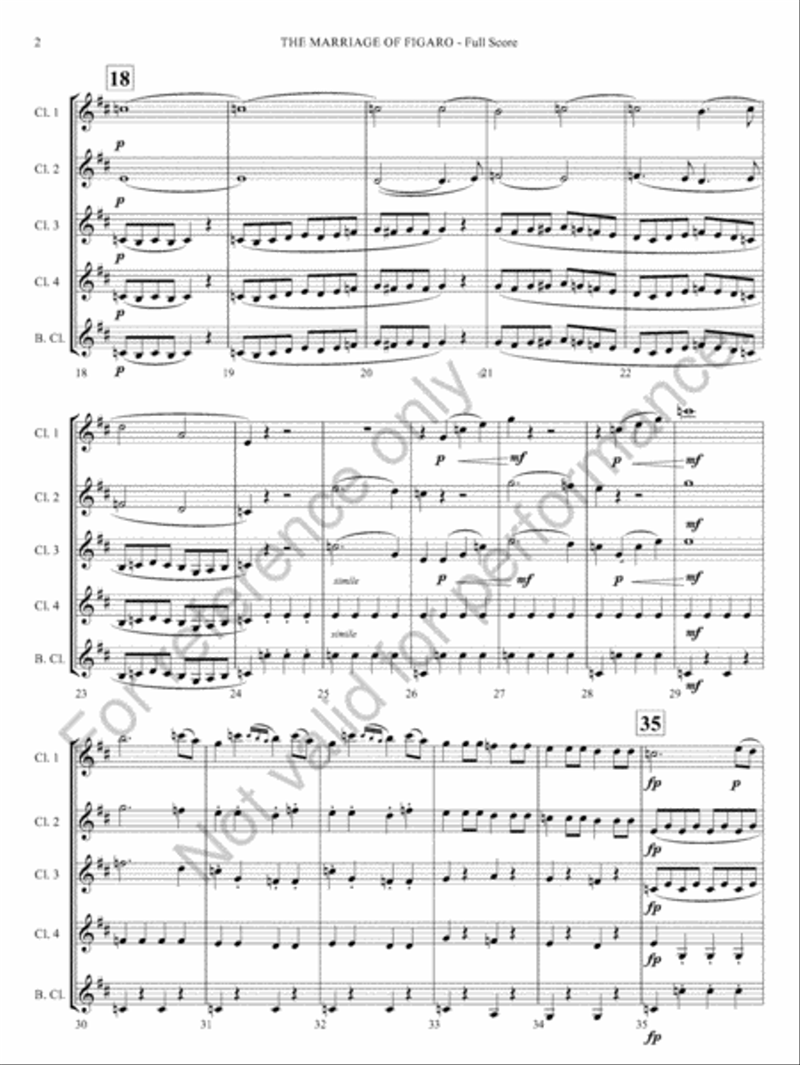 The Marriage Of Figaro The Marriage Of Figaro Clarinet Quintet scores gallery preview page 4