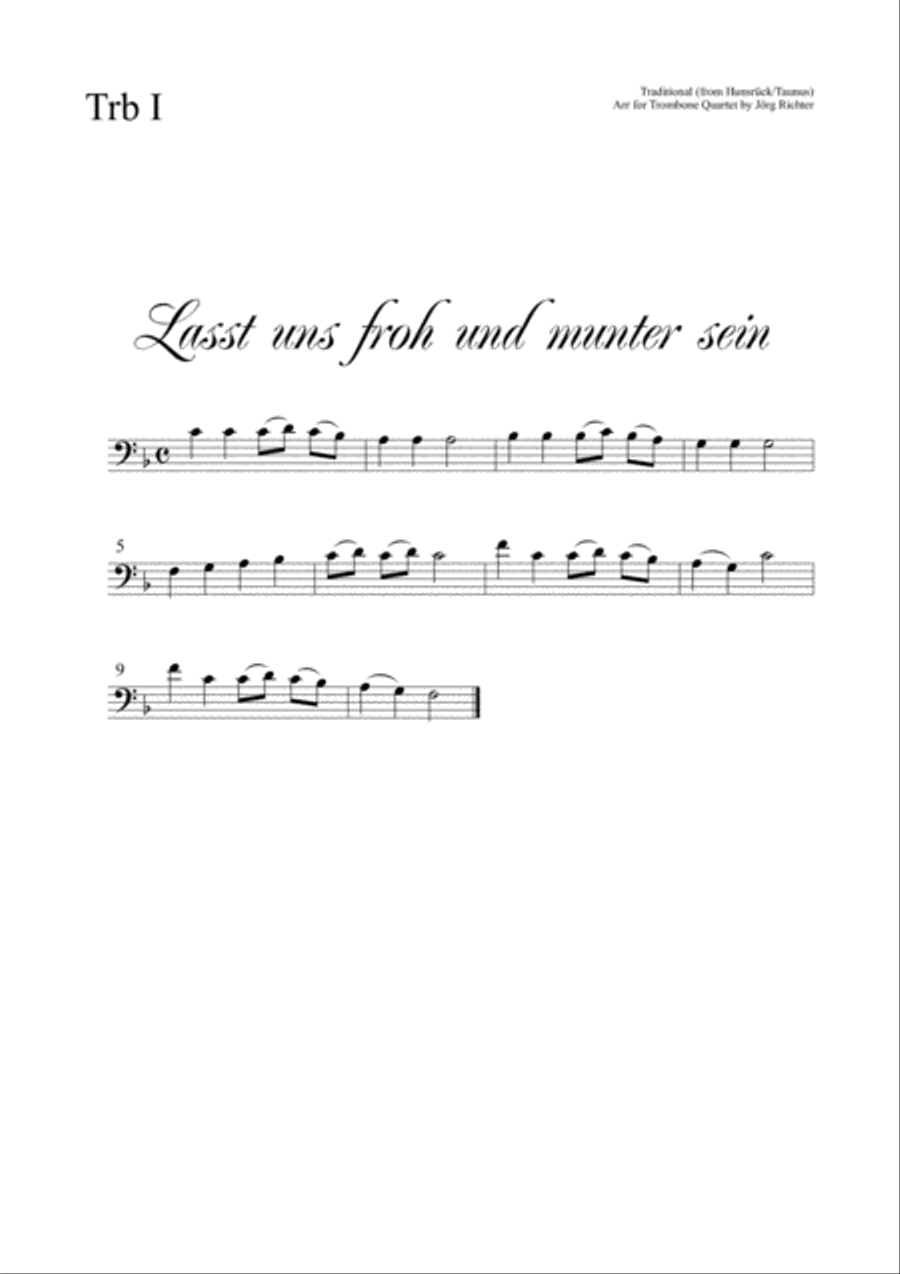 Let us be happy and cheerful (Lasst uns froh und munter sein) for Trombone Quartet Brass Quartet scores gallery preview page 3