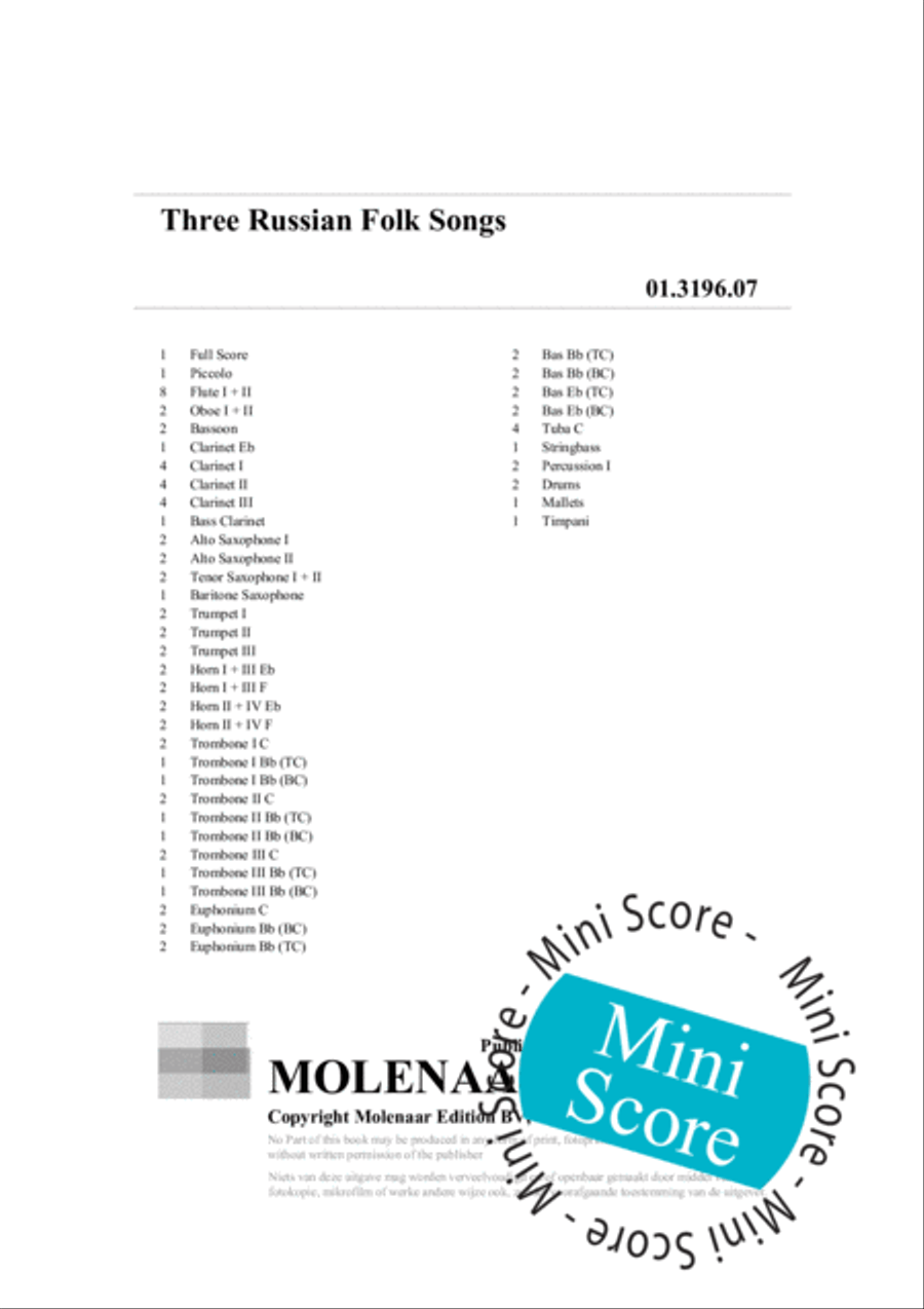 Three Russian Folk Songs Concert Band scores gallery preview page 4