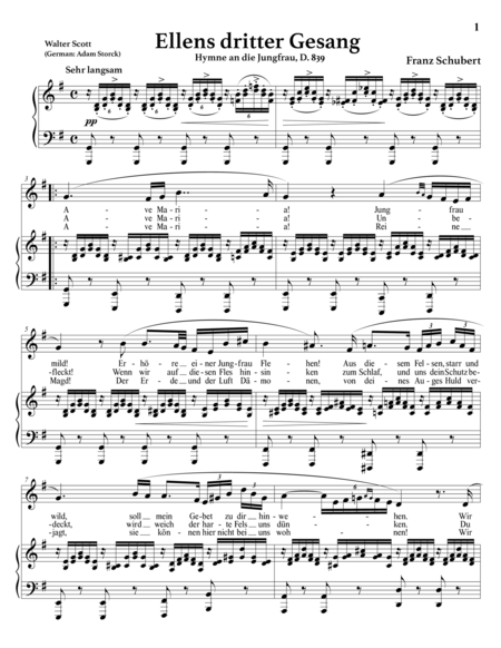 SCHUBERT: Ellens Gesang III, D. 839 (transposed to G major)