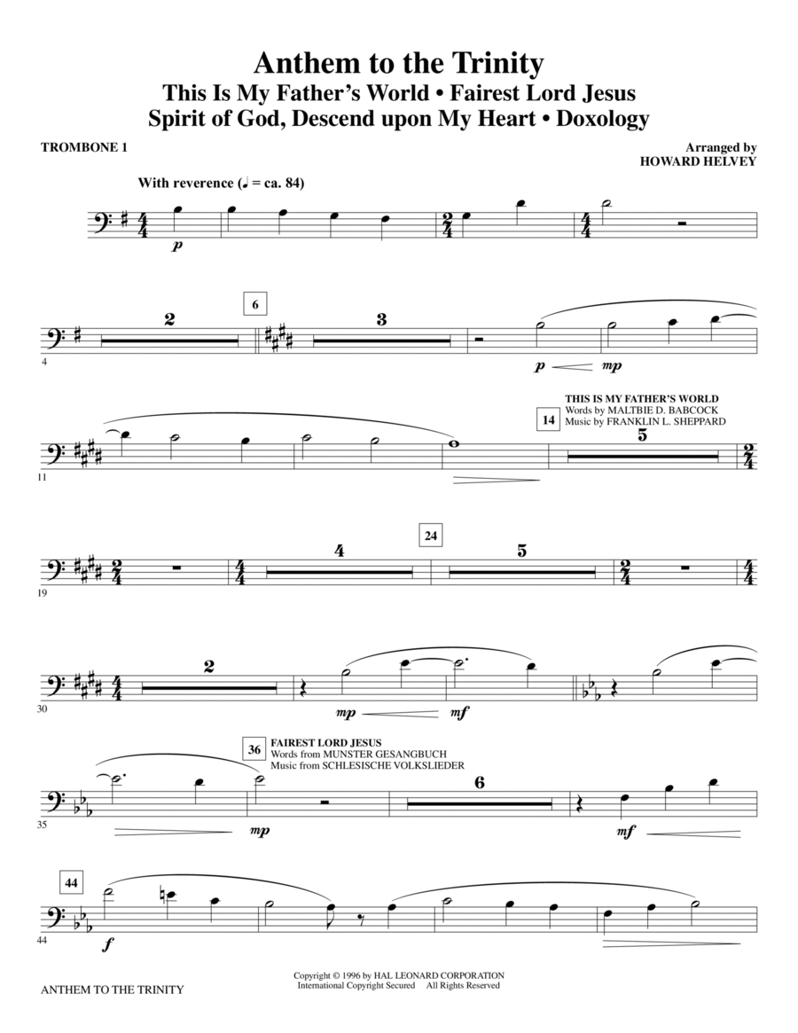 Anthem to the Trinity - Trombone 1 Choir scores gallery preview page 1
