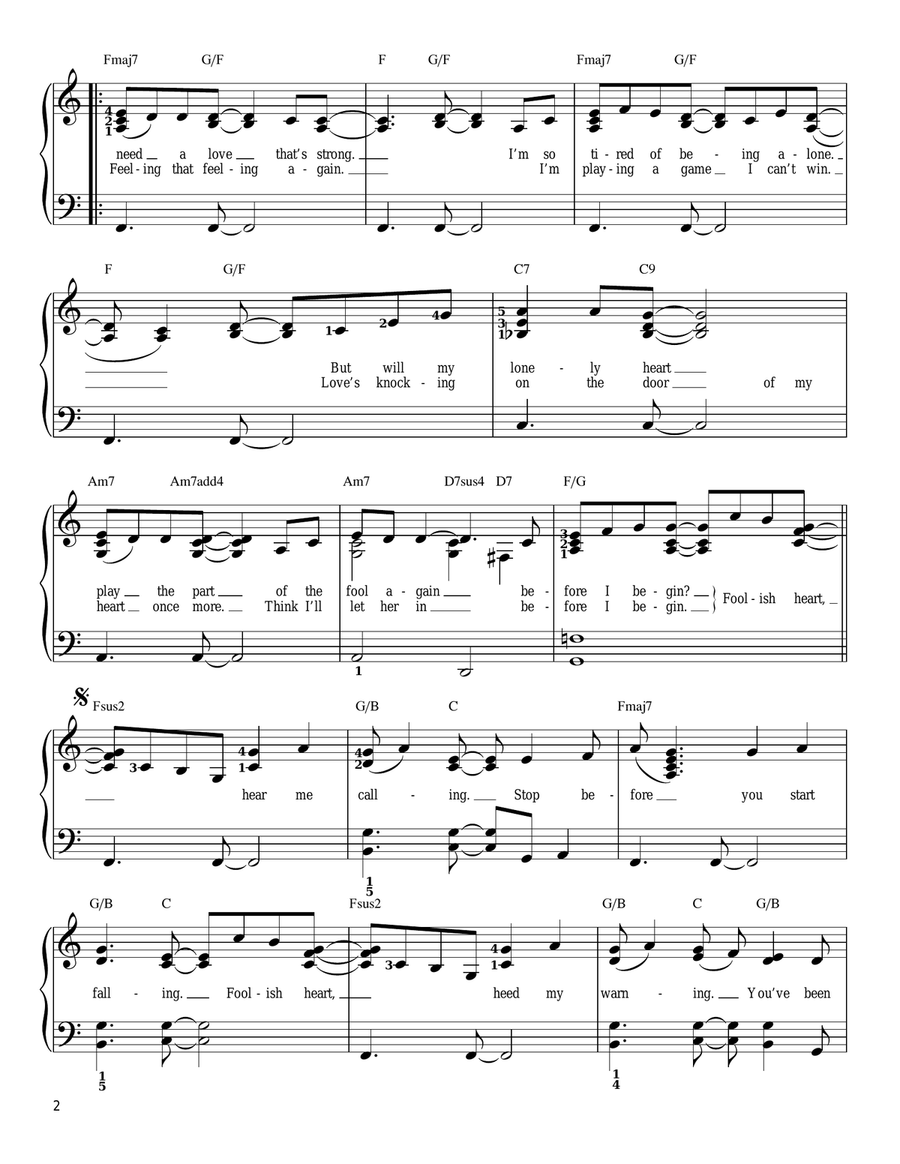 Foolish Heart Easy Piano scores gallery preview page 2