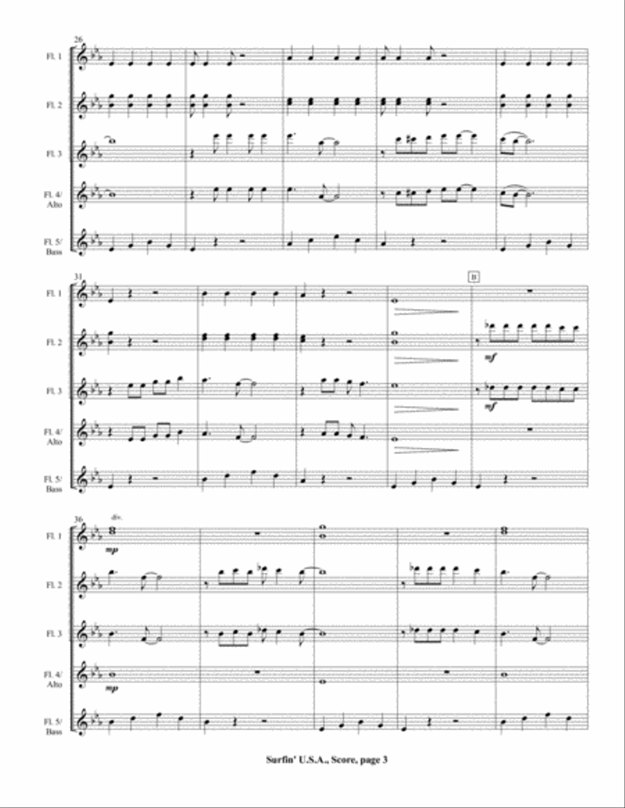 Surfin' U.S.A. Woodwind Ensemble scores gallery preview page 5