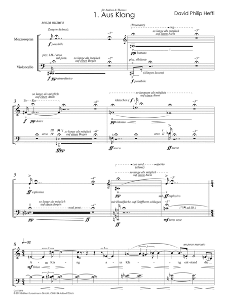 An durchsichtigen Fäden, for mezzo-soprano and cello